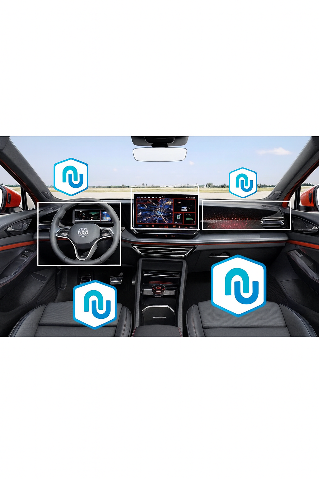 Volkswagen Yeni Tiguan E-Tsi Multimedya Gösterge ve Klima Konsol Uyumlu 9h Nano Ekran Koruyucu Set 2024
